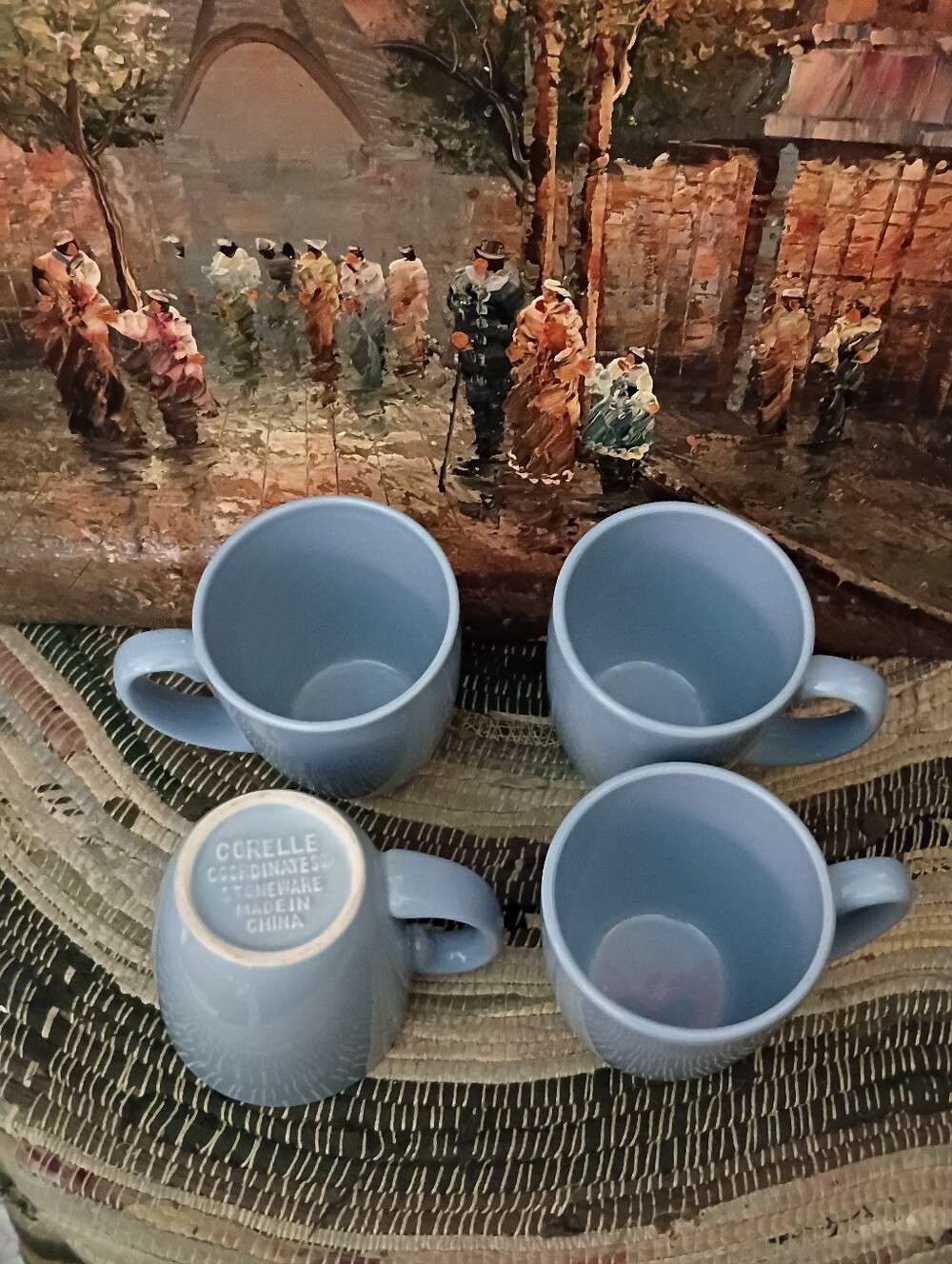 Corelle Light Blue Stoneware Mugs - Set of 4